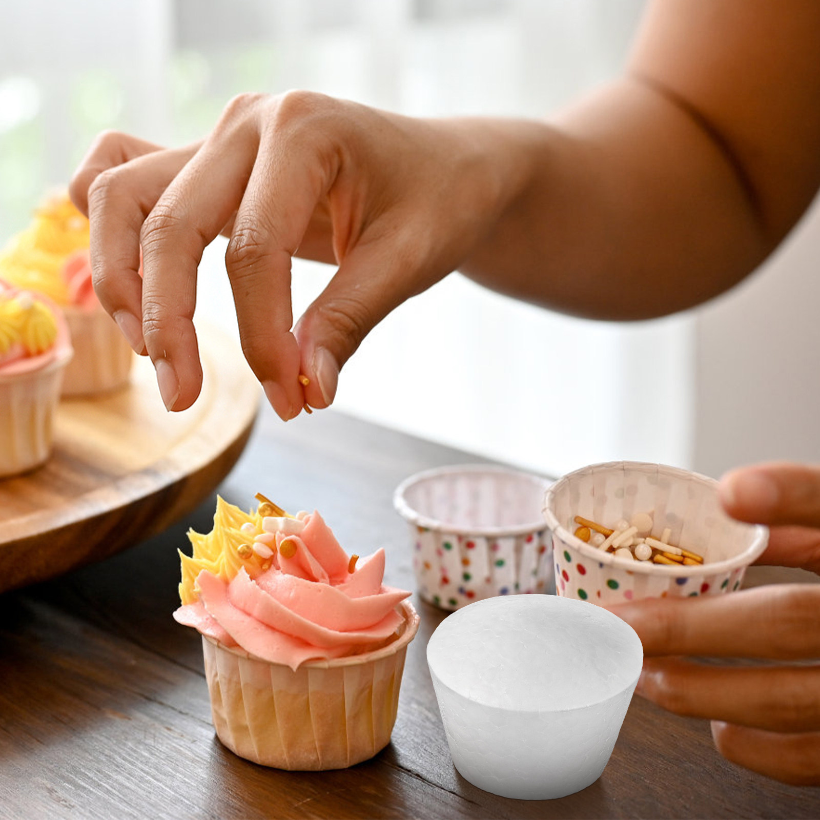 Wedding Supply Decor - 20 Stück Kuchen-DIY-Cupcake-Schaumstoffe, robust, weiß, leicht,