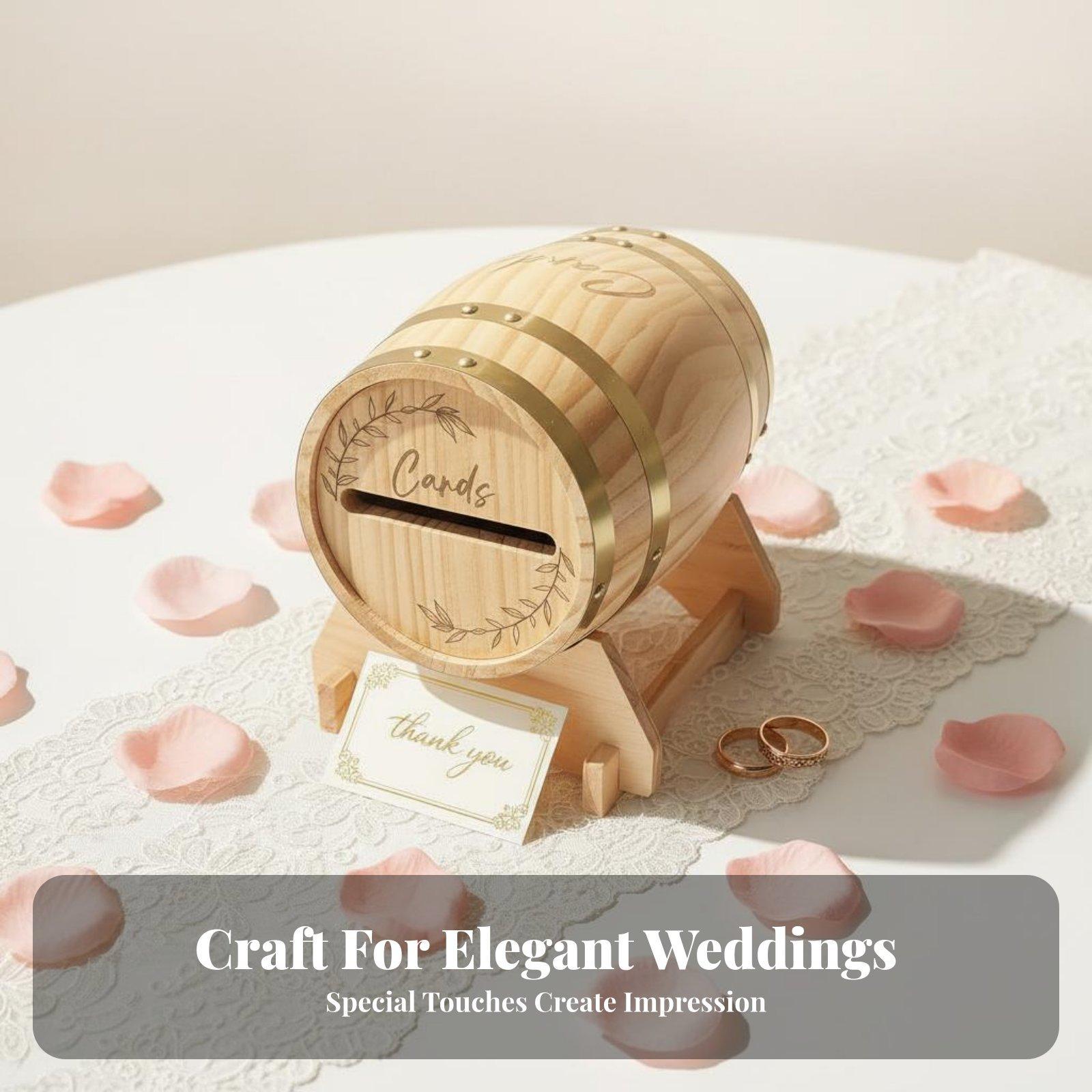 Wedding Card Box - Rustikale Massivholz-Kartenbox im Fass-Stil, geschlossener Umschlaghalter