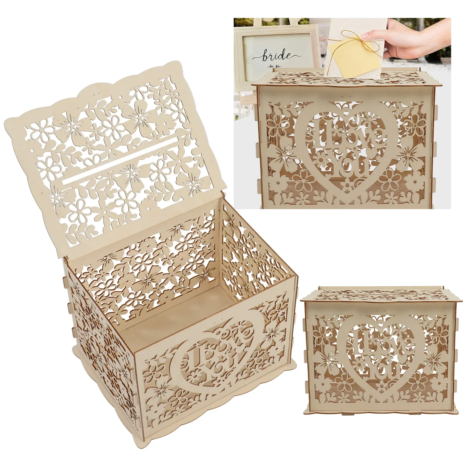 DIY hohle Holzkiste Geschenk k – Wedding Card Box Bewertung und Preis