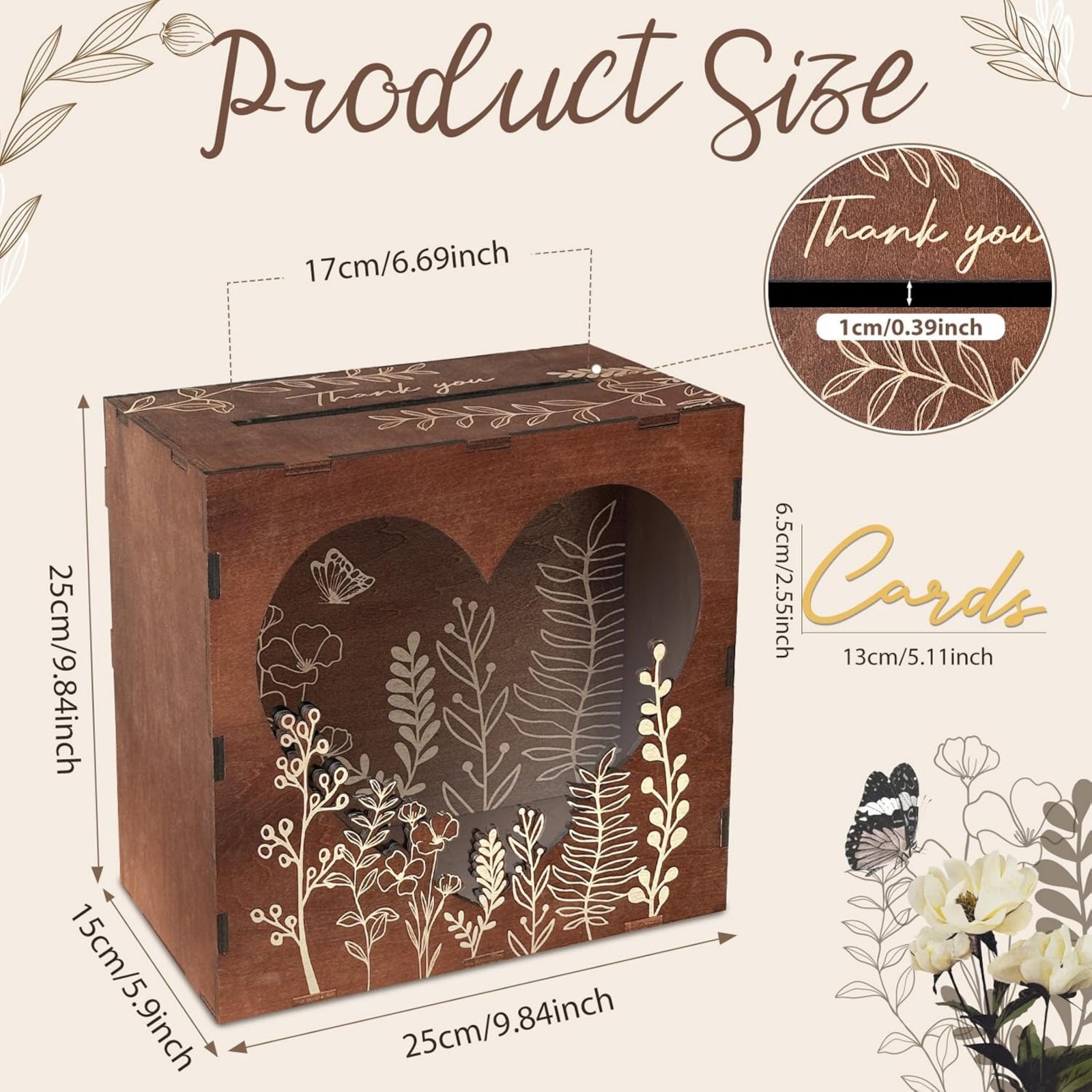 Braune Hochzeitskartenbox für  – Wedding Card Box Bewertung und Preis